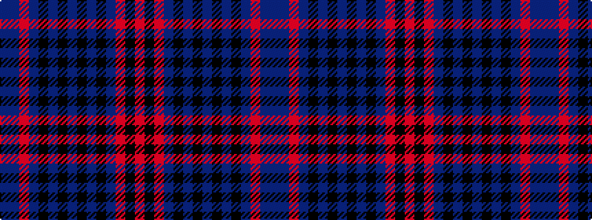 idealised woven sample of pattern BBRBKBKBKBKBRKR