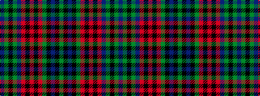 idealised woven sample of pattern BGKGBRKRKRGKBKG