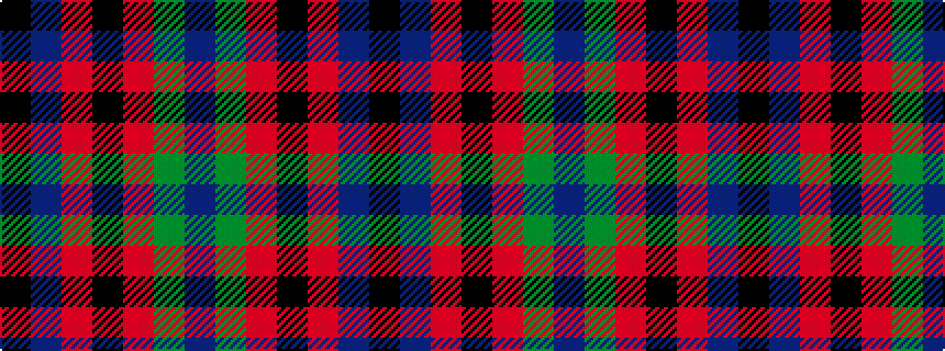 idealised woven sample of pattern BGRKRBK