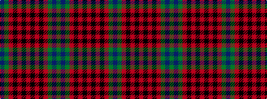 idealised woven sample of pattern BGRKRKRKRKRGBG