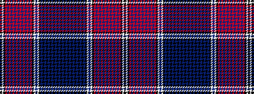 idealised woven sample of pattern BKBKBKBKBKBKBKWBWKRBRBRBRBRBRBRBRKWK