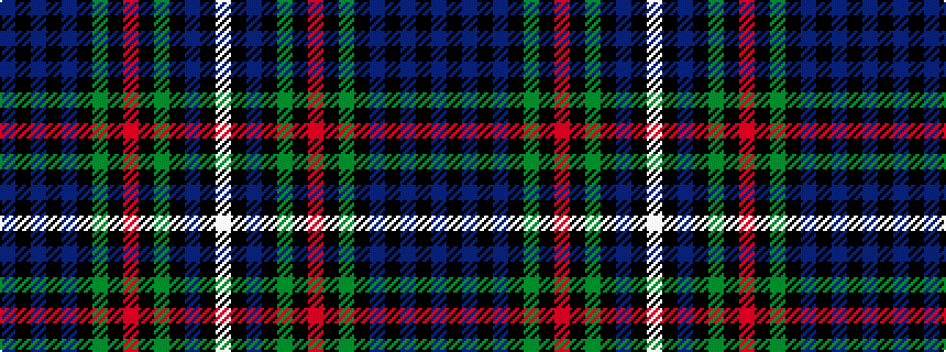 idealised woven sample of pattern BKBKBKGKRKGKBKW