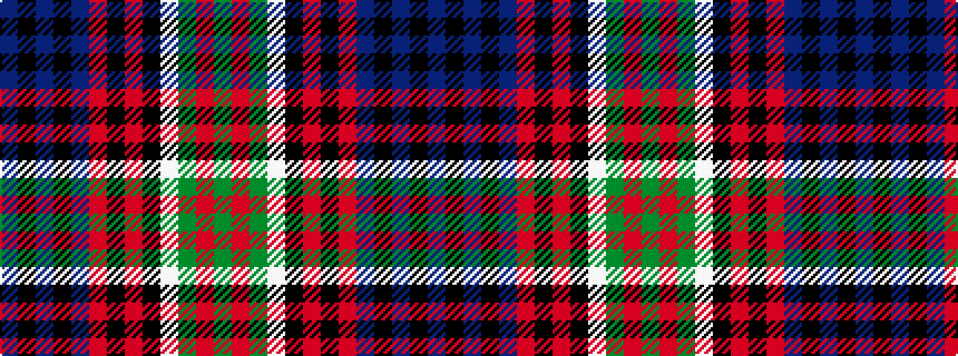idealised woven sample of pattern BKBKBRKRKWGRG