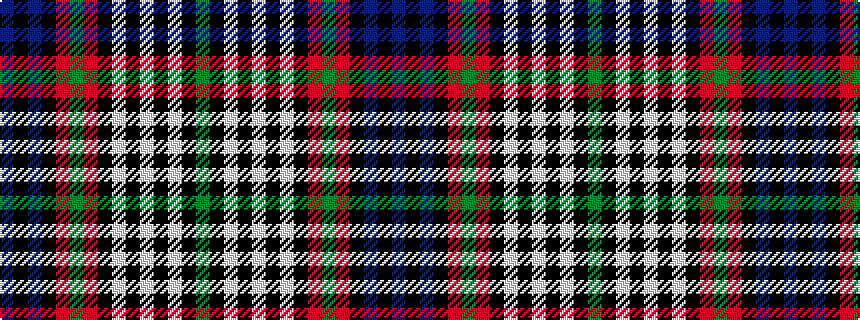 idealised woven sample of pattern BKBKRGRKWKWKWKG