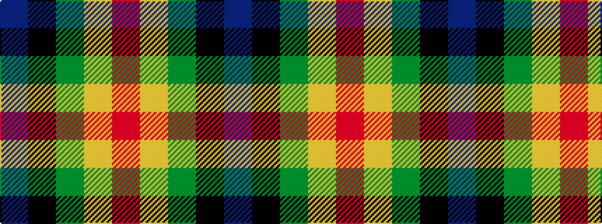 idealised woven sample of pattern BKGYR