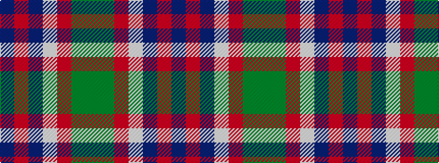 idealised woven sample of pattern BRBWRGG