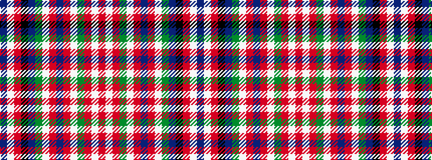 idealised woven sample of pattern BWRKBGWRBRWGRWR