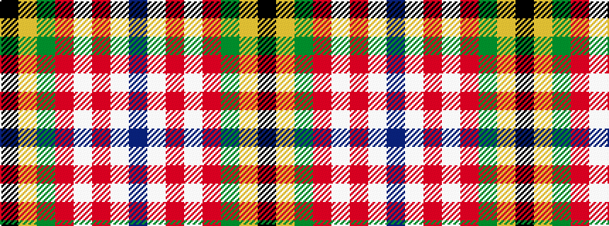 idealised woven sample of pattern BWRWRGYK