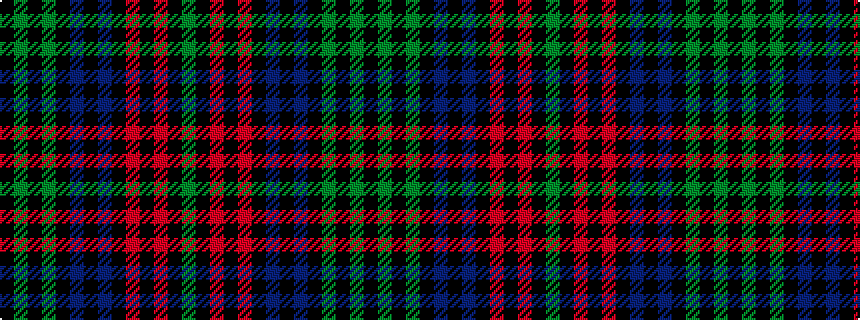 idealised woven sample of pattern GKRKRKBKBKGKGK