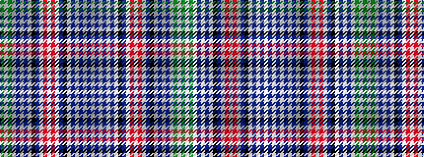 idealised woven sample of pattern GWGWBWBWKBWRWRWBKWBWBWBW