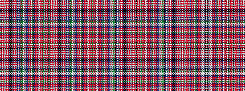 idealised woven sample of pattern GWRRWRRWWWBRRWRRBWKGKWBRRWRRBWBWWWBWKGWGKWBWWWBWBRRWRRBWKGKWBRRWRRBWWWRRWRRWGKWRRW