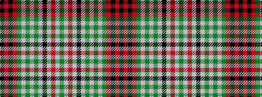idealised woven sample of pattern GWRWKWGWGWGRKRK