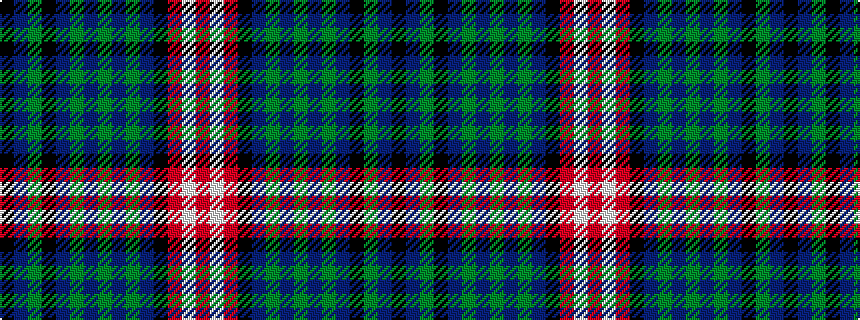 idealised woven sample of pattern KBGKBGBGBGBKRWR