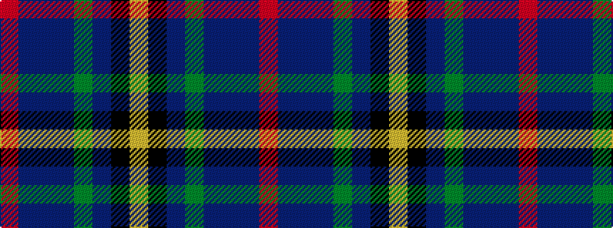 idealised woven sample of pattern RBBBGBKY