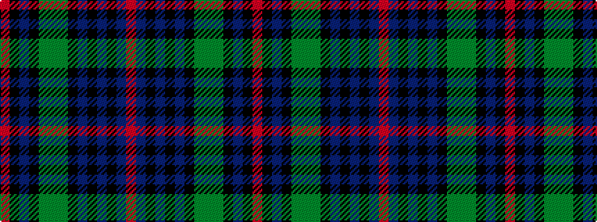 idealised woven sample of pattern RBKBKBKGGGKBKR