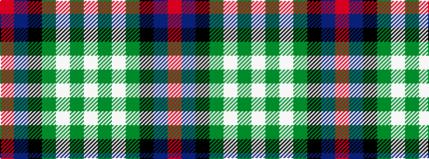 idealised woven sample of pattern RBKGWGW
