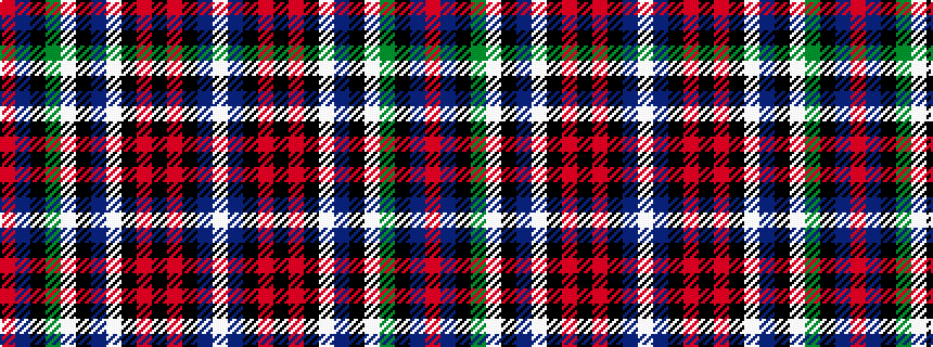 idealised woven sample of pattern RBKGWKBWKRKRKBW