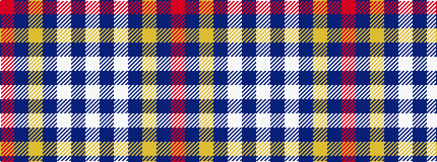 idealised woven sample of pattern RBYBWBW