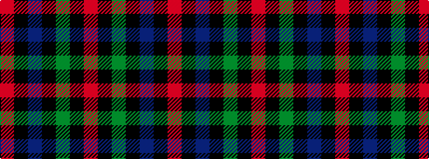 idealised woven sample of pattern RKBKGKR