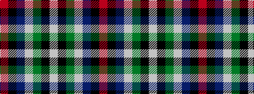 idealised woven sample of pattern RKBWGKW