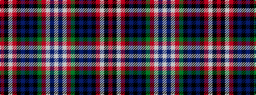 idealised woven sample of pattern RKWRKBKBKGRWBW