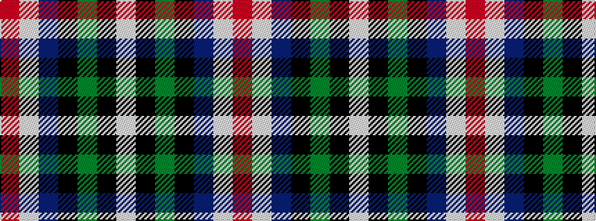 idealised woven sample of pattern RWBKGKW
