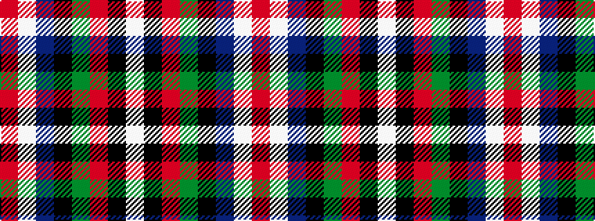 idealised woven sample of pattern RWBKGRKW