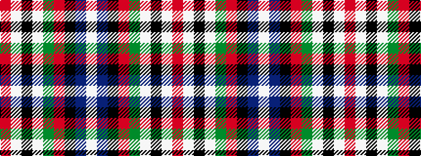 idealised woven sample of pattern RWKWGRKBW