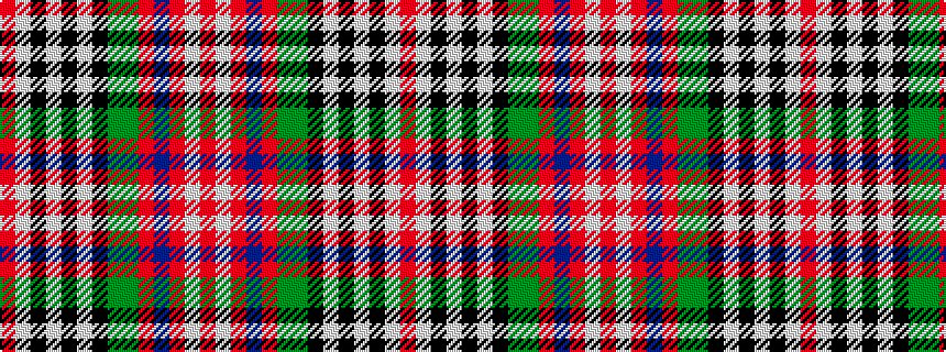 idealised woven sample of pattern RWKWKWKGGRBRWR