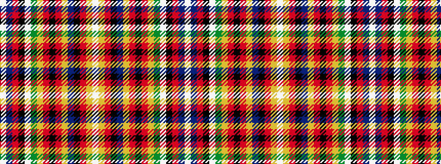 idealised woven sample of pattern WBRKWGYRKRYBKRYW