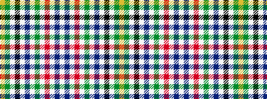 idealised woven sample of pattern WBWRWGWBWKWGY