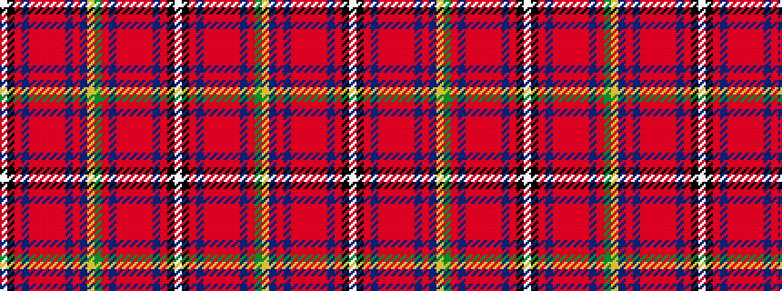 idealised woven sample of pattern WKRBRRRRRBRBYGRBRRRRRBRKW