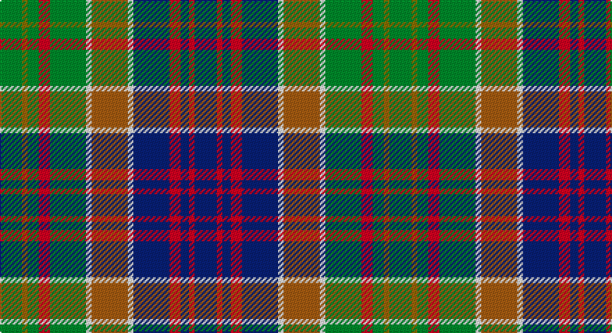 G/16 Y4 G8 R8 G26 W4 O26 W4 DB26 R8 DB6 R4 DB/16 tartan