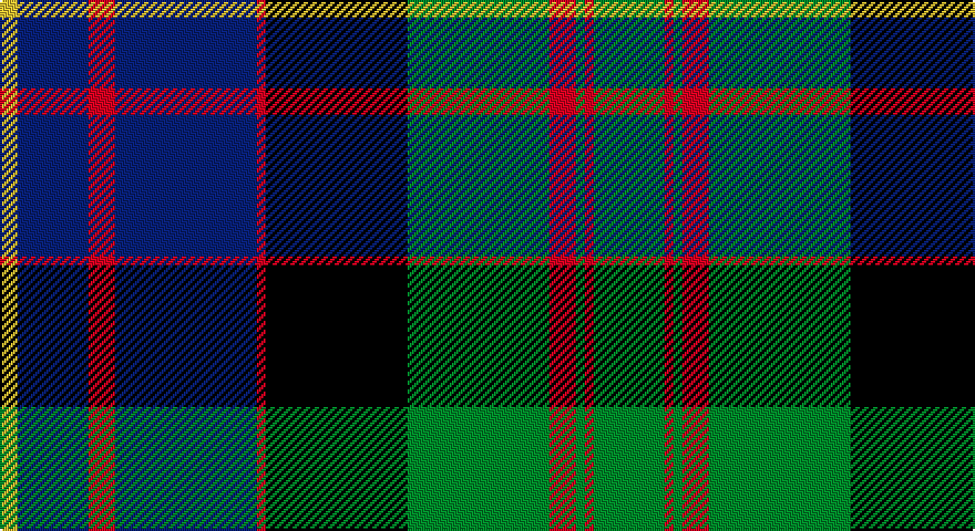 LY/8 DB32 R12 DB64 R4 K64 G64 R12 G4 R4 G32 R4 G4 R12 G64 K64 R4 DB64 R12 DB32 LY/4 tartan